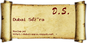 Dubai Sára névjegykártya