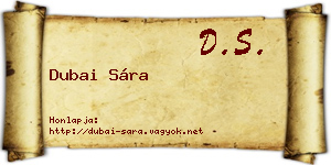 Dubai Sára névjegykártya